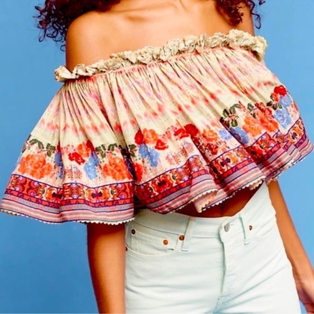 Anthropologie Bhanuni Villa Sequin Crop Top